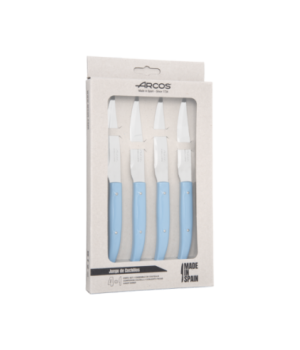JUEGO 4 PZAS. CUCHILLO CHULETERO AZUL MICROPERLADO