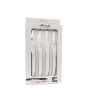 JUEGO 4 PZAS. CUCHILLO CHULETERO GRIS CLARO MICROPERLADO