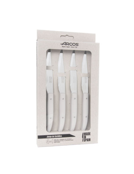 JUEGO 4 PZAS. CUCHILLO CHULETERO GRIS CLARO MICROPERLADO