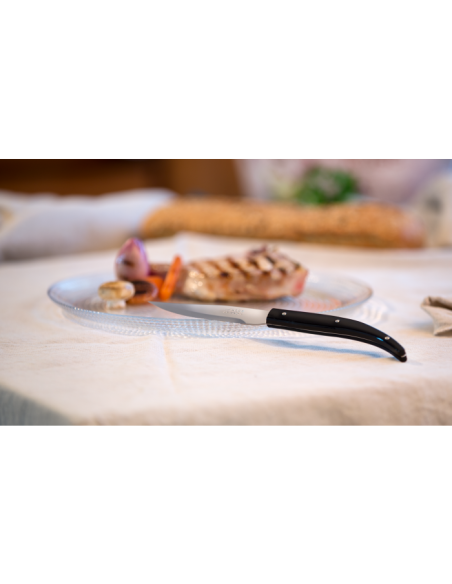 JUEGO 4 PZAS. CUCHILLO CHULETERO NEGRO MICROPERLADO