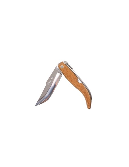 Navaja Clasica Albaceteña con hoja de acero inoxidable de 7 cm y mango de madera prensada.