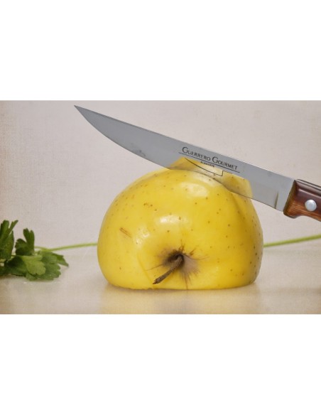 Cuchillo Verduras con hoja de 105mm de acero inoxidable y mango de madera comprimida con laminas de resina.